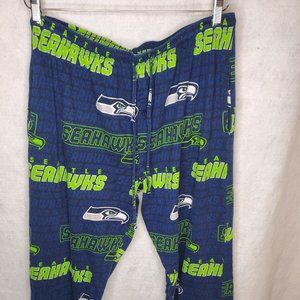 Seattle Seahawks LOGO Flannel MANS PAJAMA BOTTOMS pockets, button fly sz: L